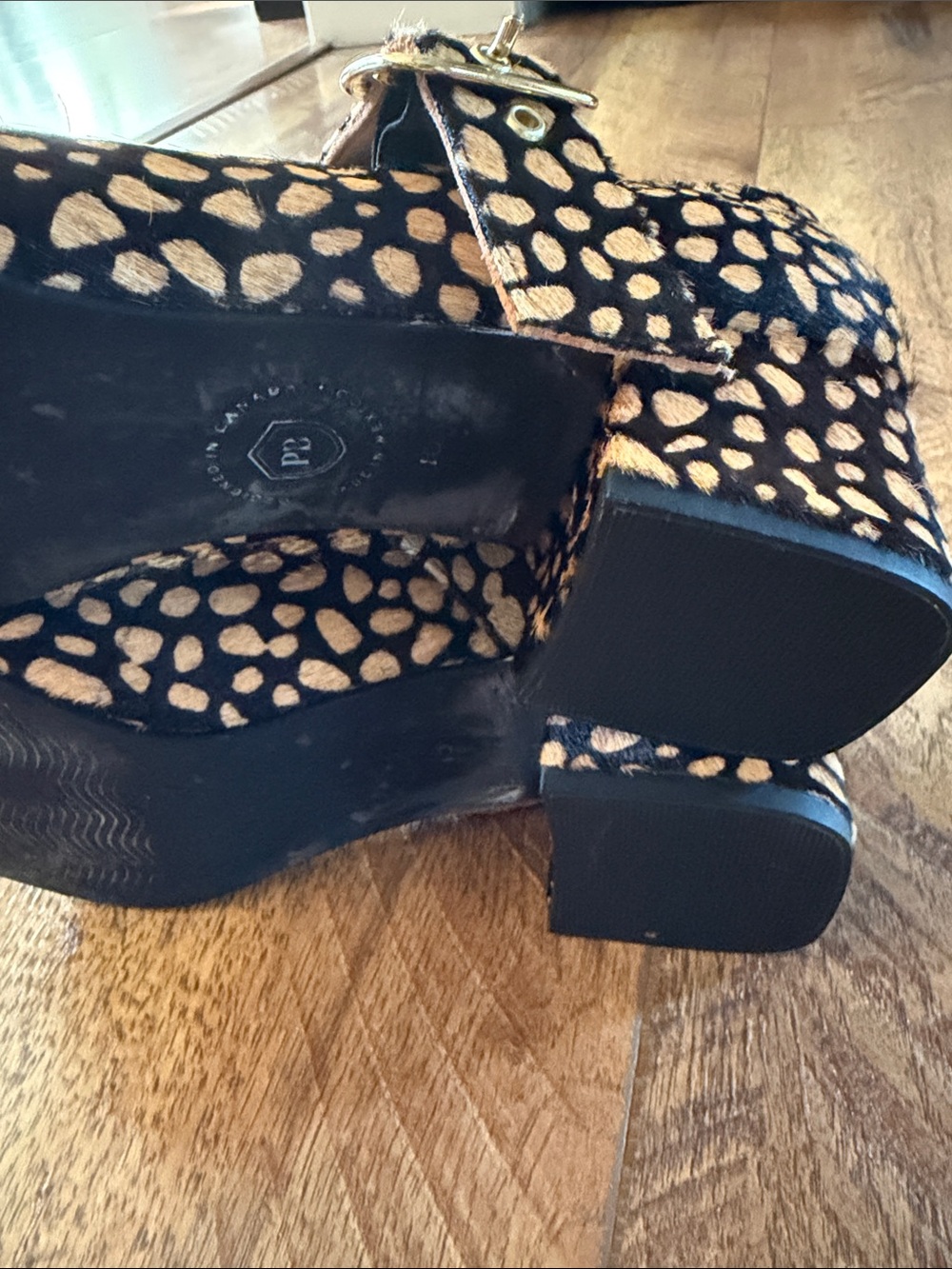 Poppy Barley Calf Hair Mary Jane Heels Animal Print 10 - Picture 13 of 15